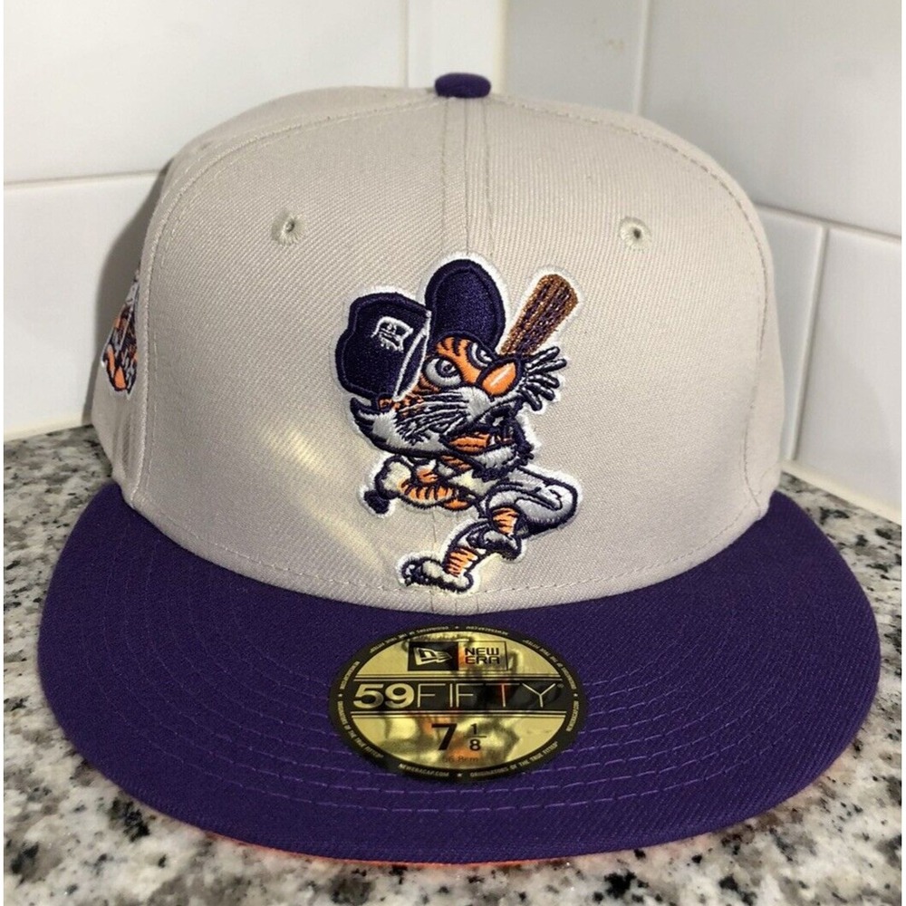 Detroit Tigers New Era MLB Stadium Patch Purple Cream 59FIFTY Fitted Hat 7 1/8